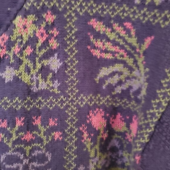 Northern Reflections Vintage Cotton Textured Botanical Cardigan Sweater Size S - Picture 3 of 6